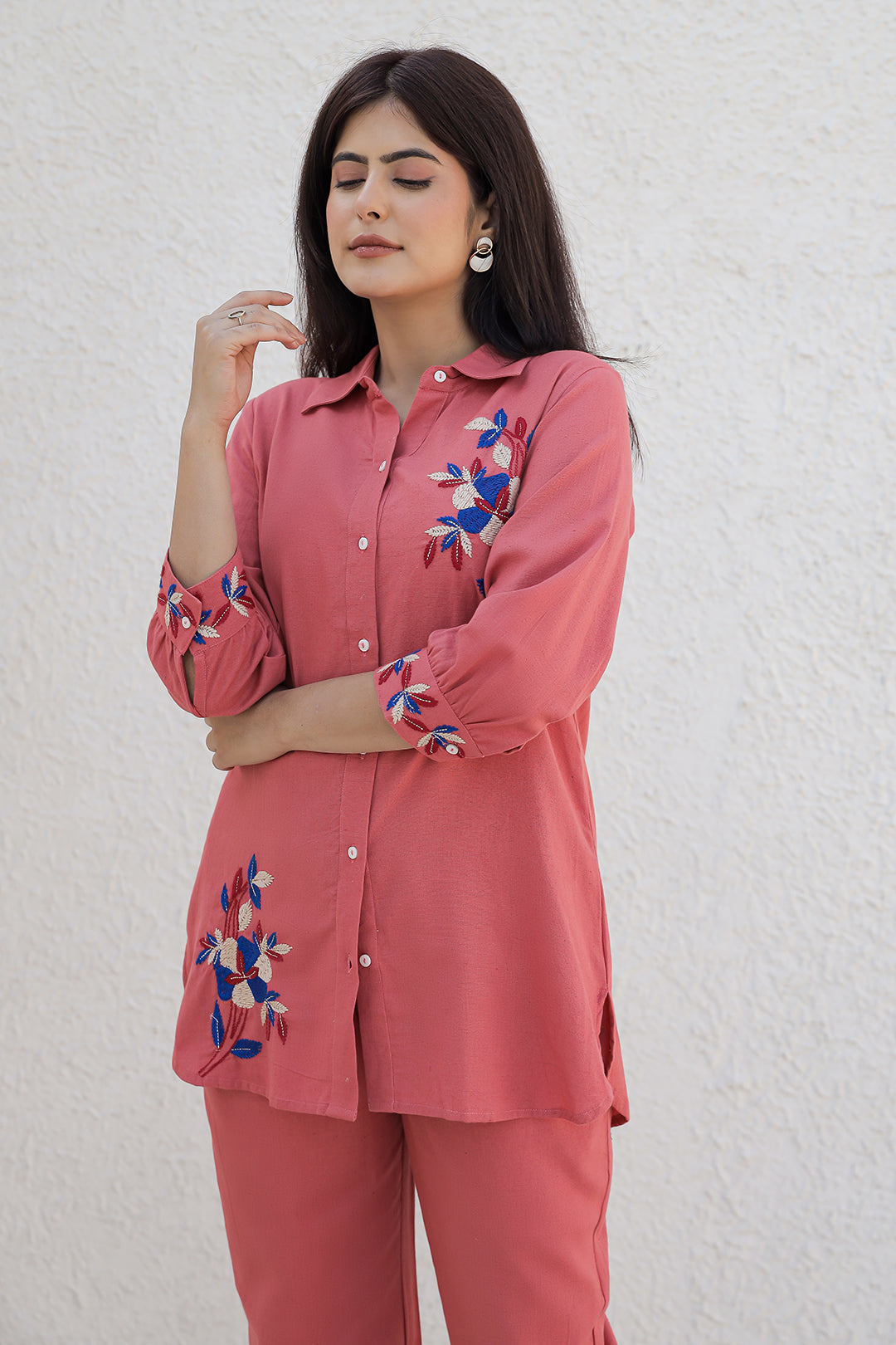 Kabir Red  Embroidery Kurta Set
