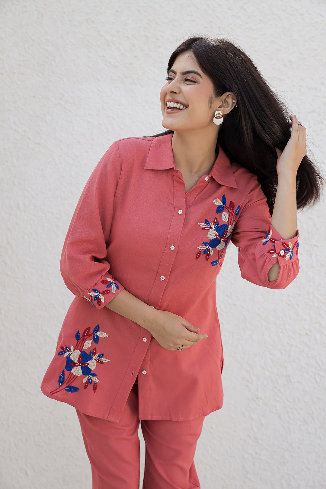 Kabir Red  Embroidery Kurta Set