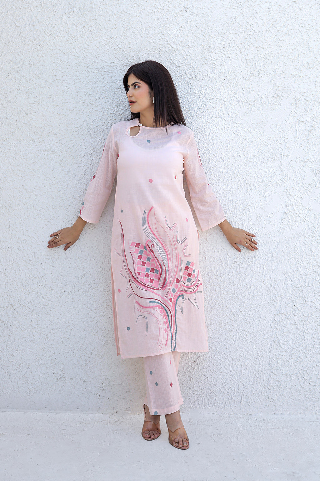 Pink Beauty Pink Embroidery Kurta set