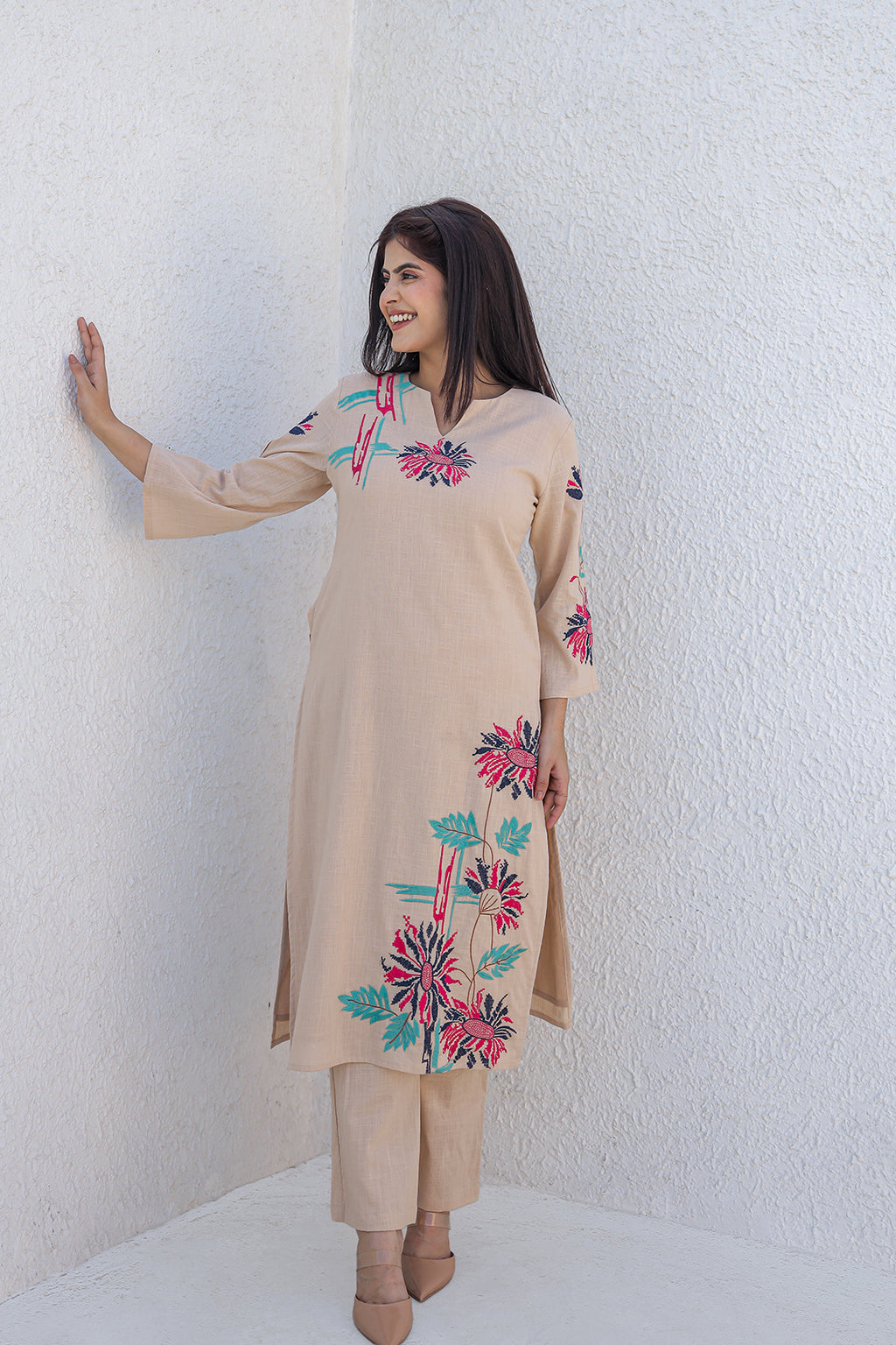 Madhuri Beige Embroidery Kurta set