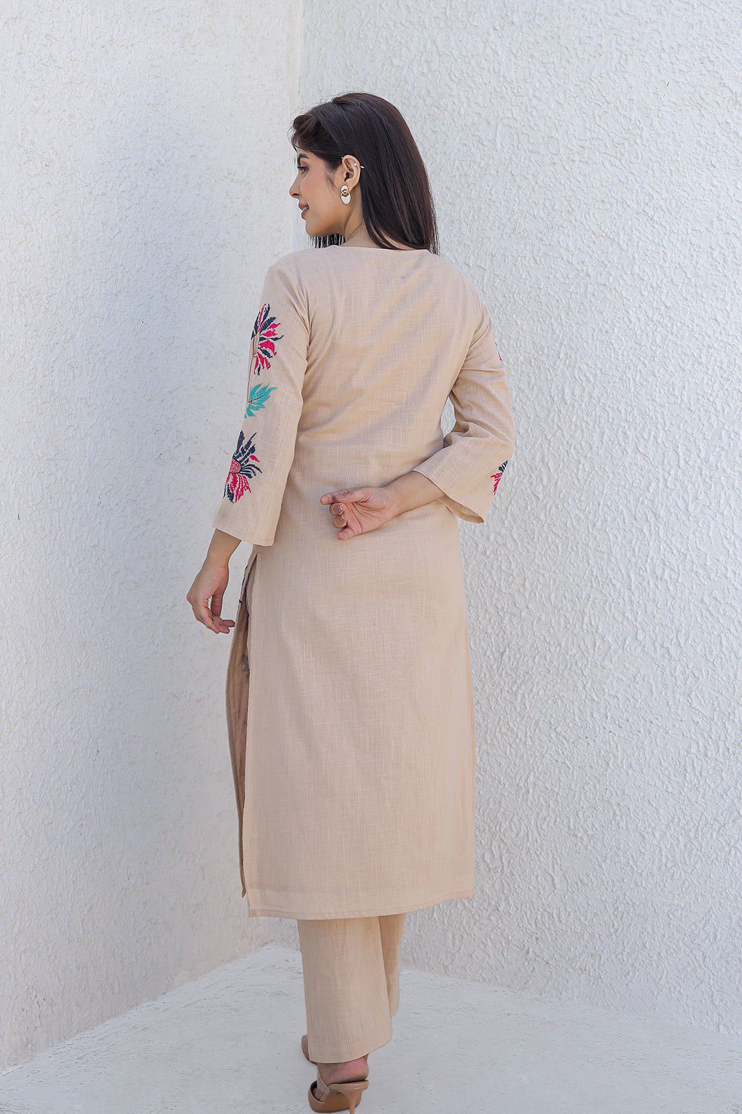 Madhuri Beige Embroidery Kurta set