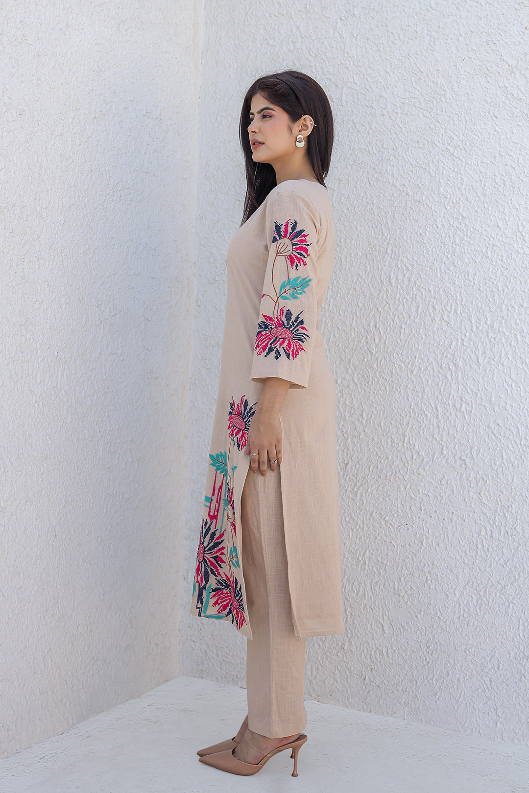 Madhuri Beige Embroidery Kurta set