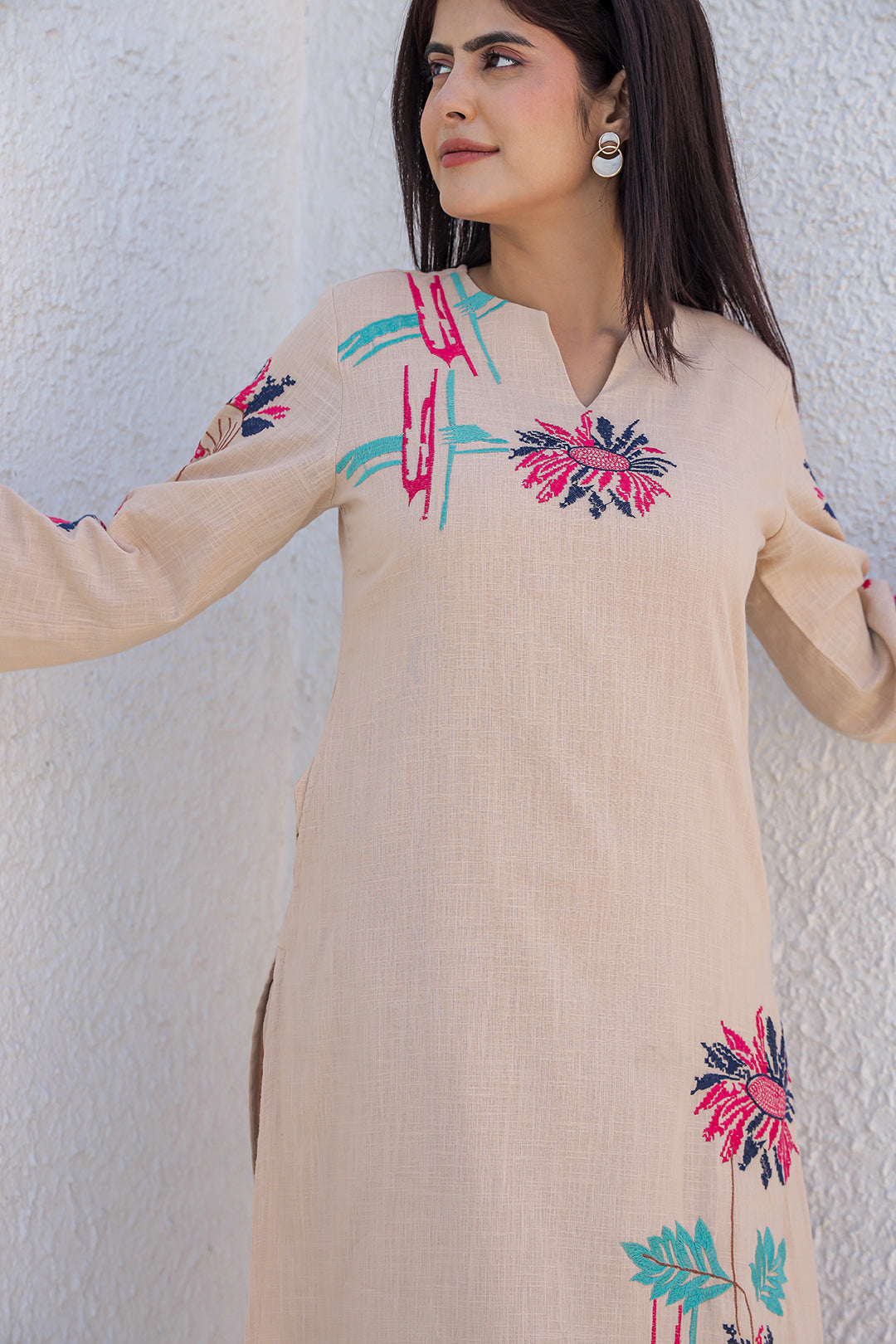 Madhuri Beige Embroidery Kurta set