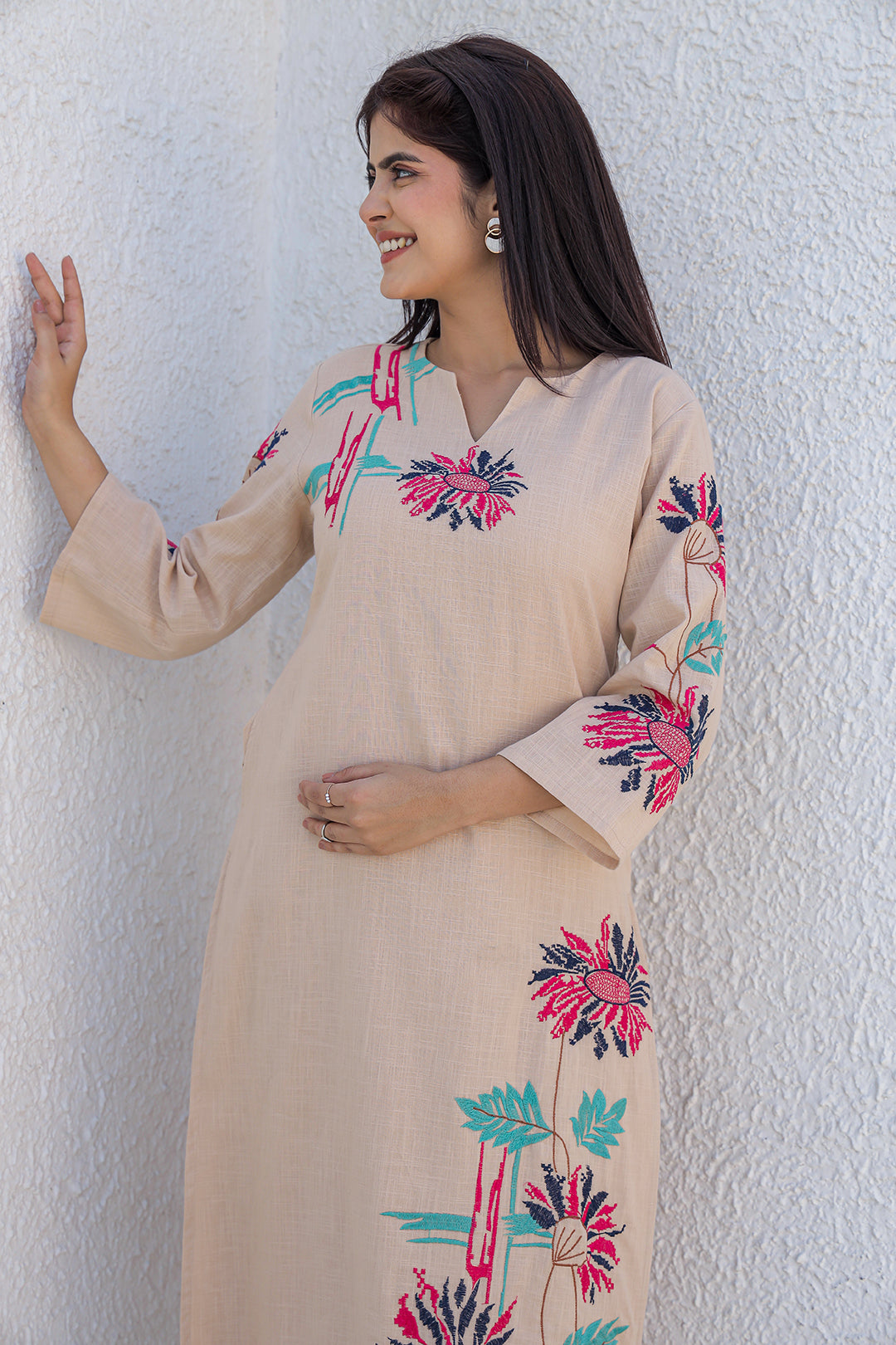 Madhuri Beige Embroidery Kurta set