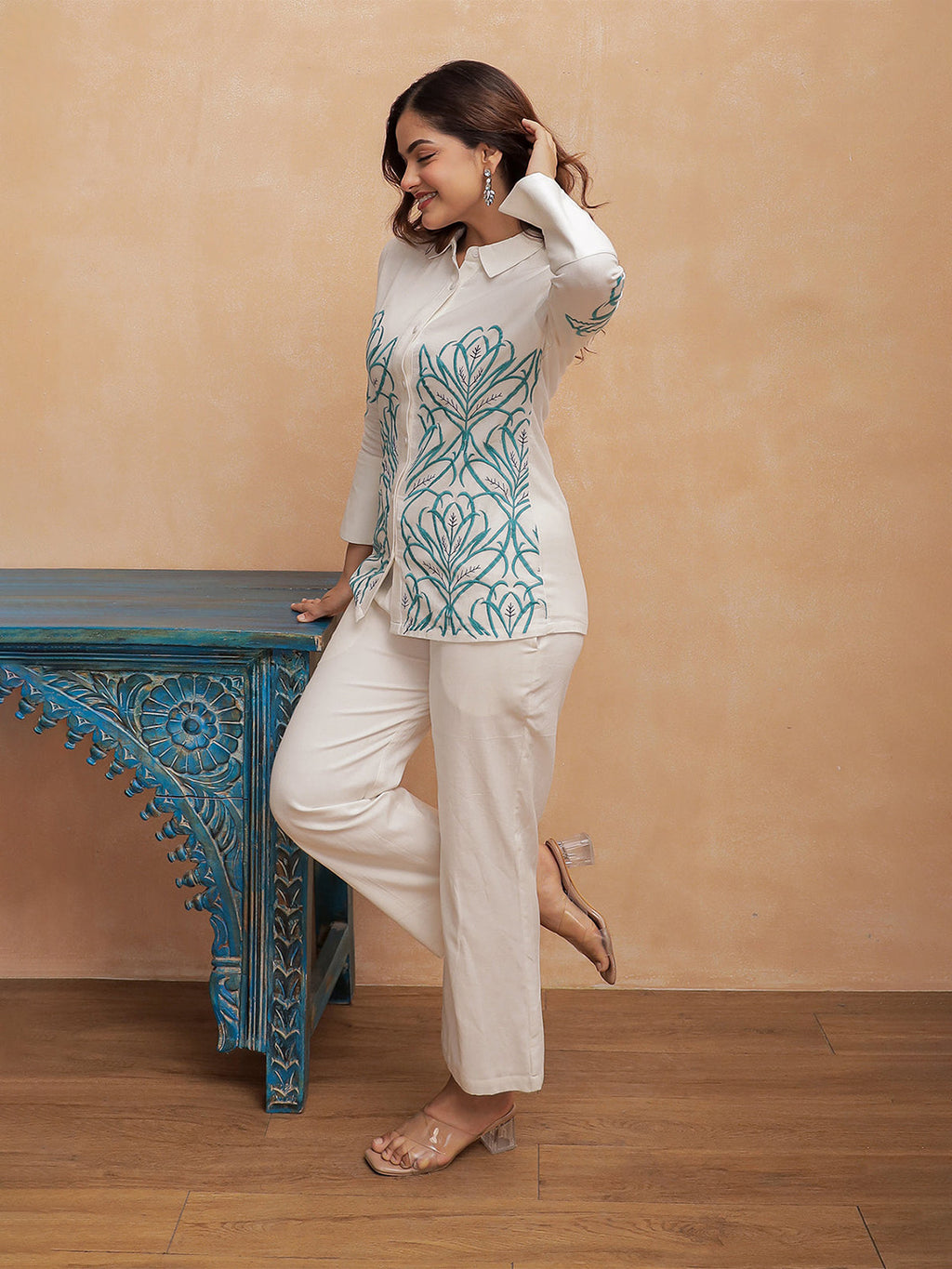 Zuri White Embroidery Co-ord Set