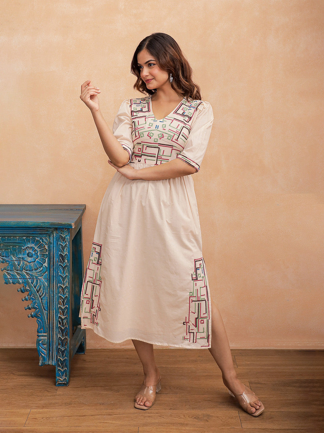 Rakhi Beige Embroidery Dress
