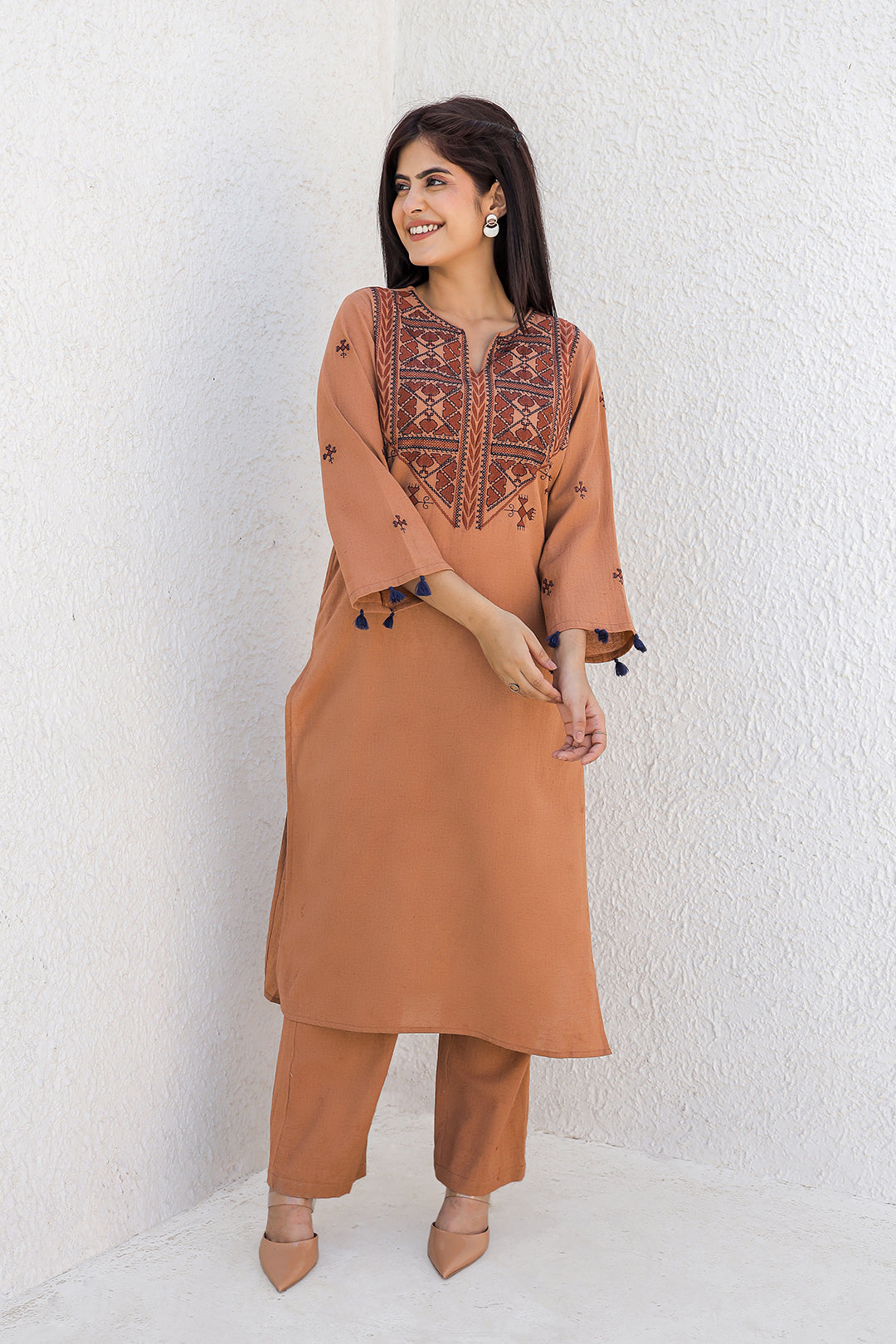 Madhuri Rust Embroidery Kurta set