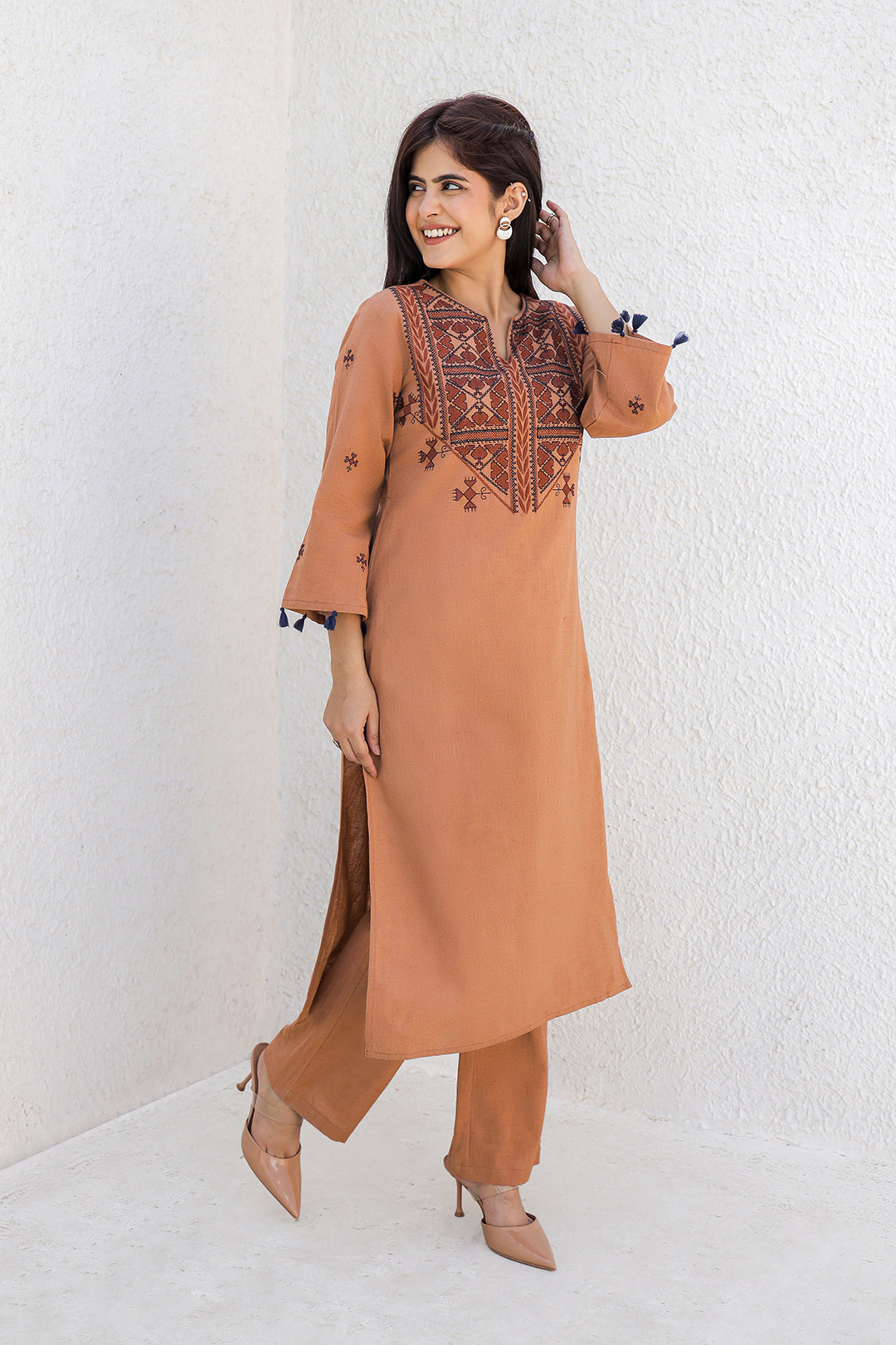 Madhuri Rust Embroidery Kurta set
