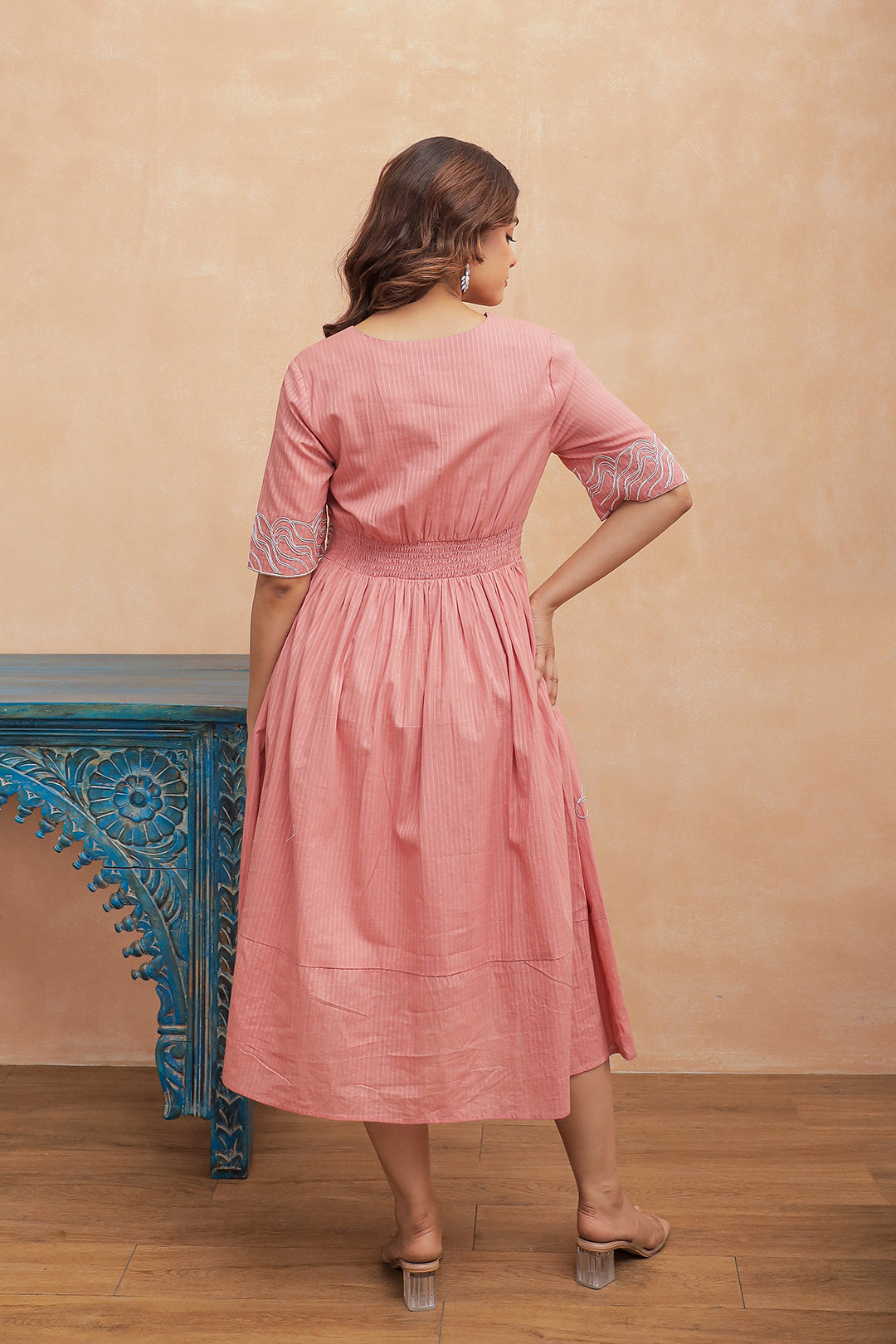 Filipa Pink Embroidery Dress