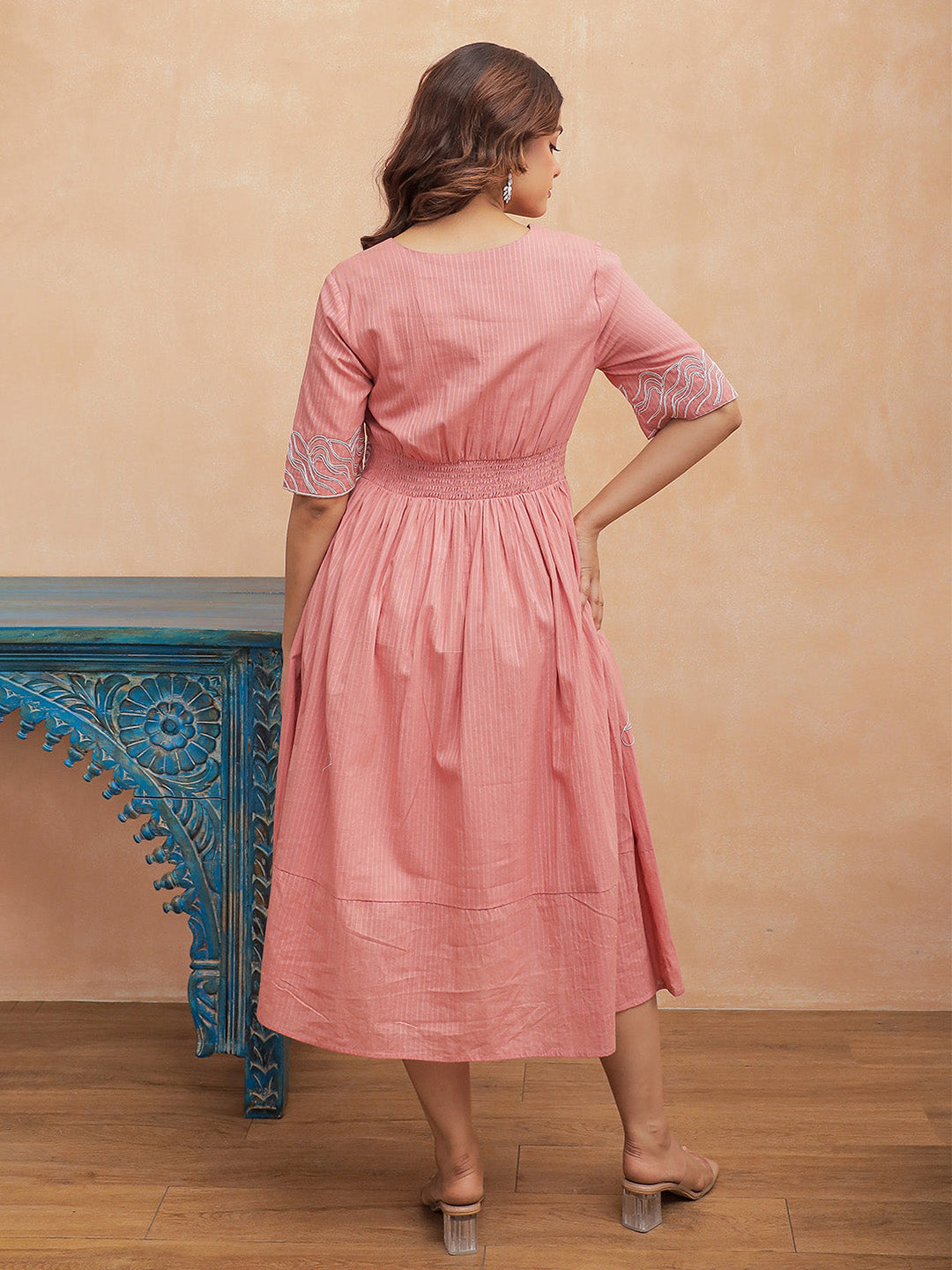 Filipa Pink Embroidery Dress