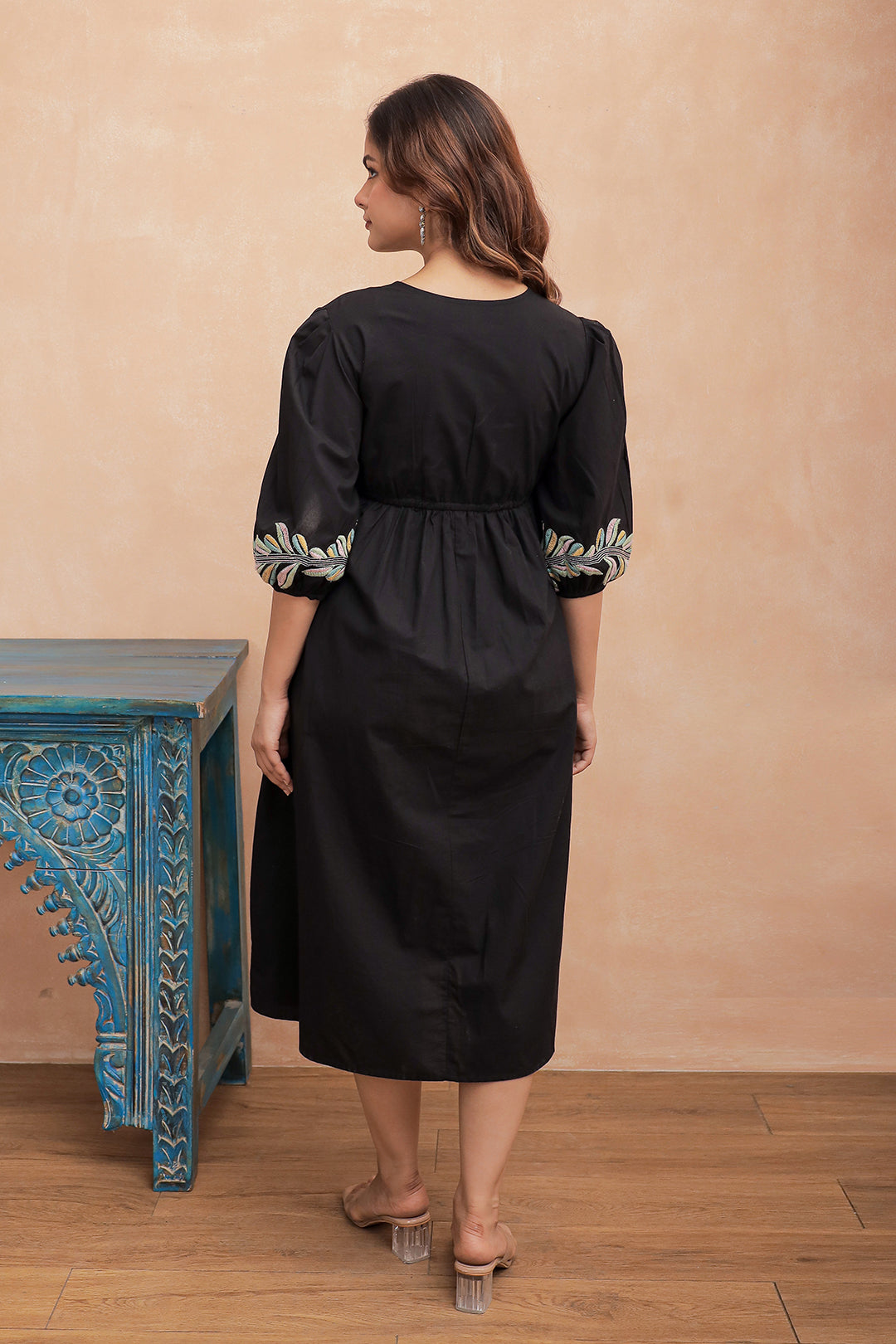 Tashi Black Embroidery Dress