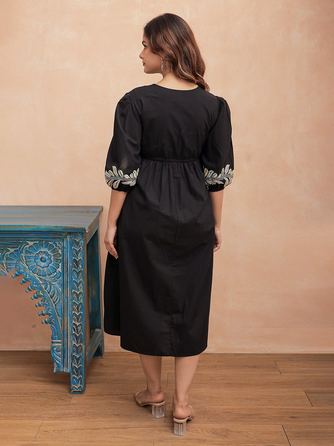 Tashi Black Embroidery Dress