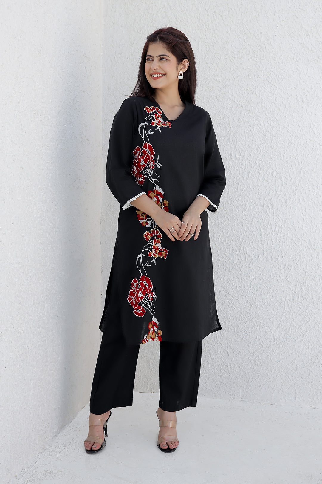 Nola Black  Embroidery Kurta set