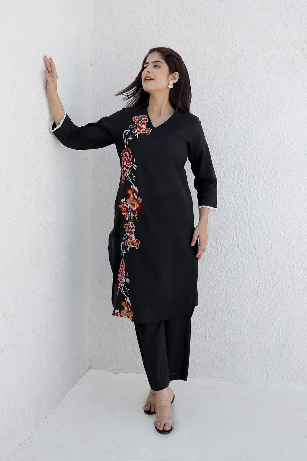 Nola Black  Embroidery Kurta set