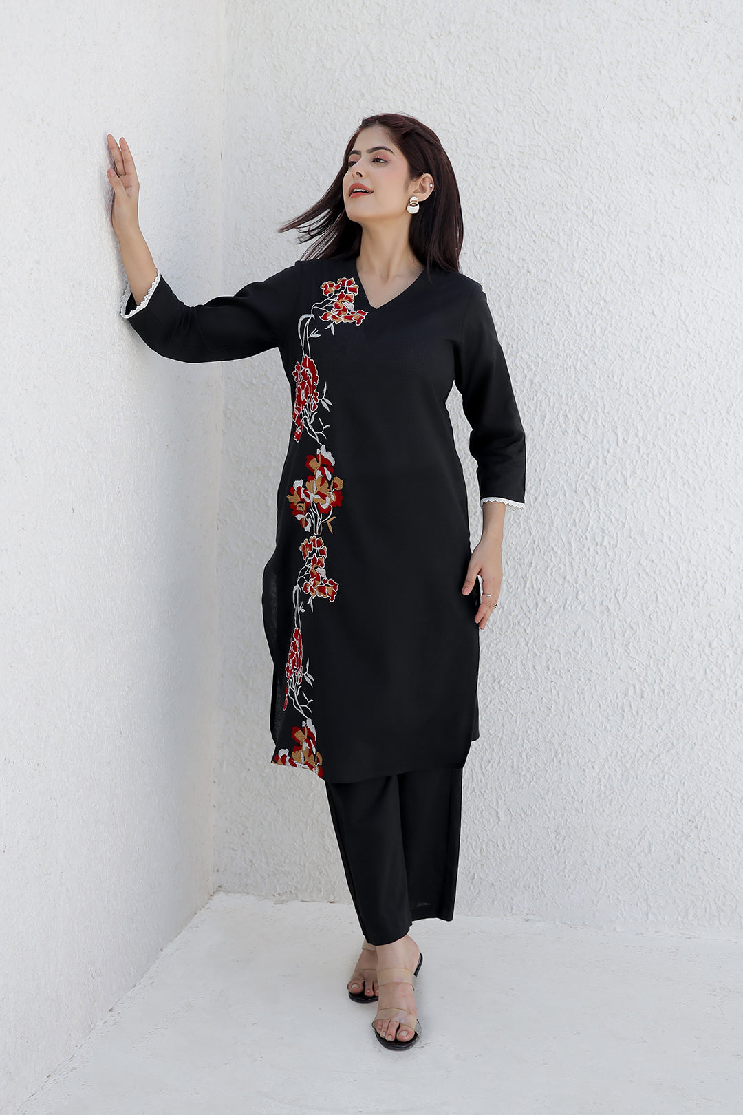 Nola Black  Embroidery Kurta set