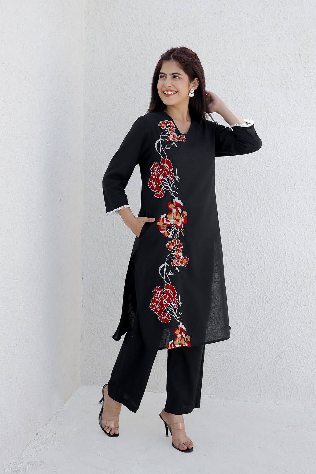 Nola Black  Embroidery Kurta set