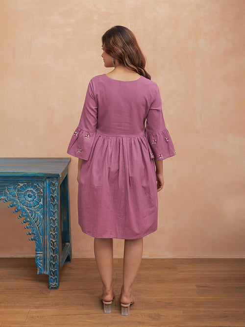 Abhi Mauve Embroidery Dress