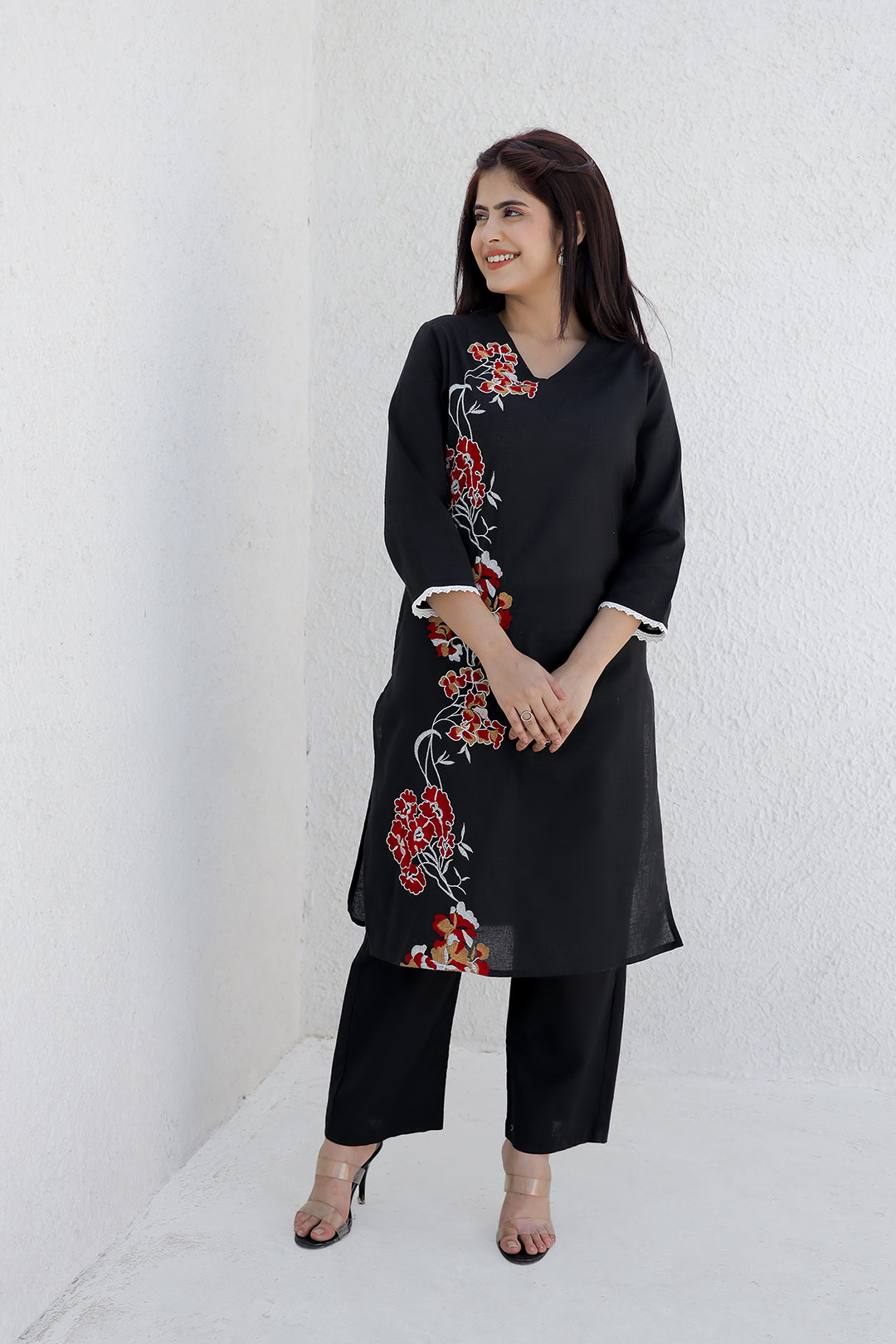 Nola Black  Embroidery Kurta set