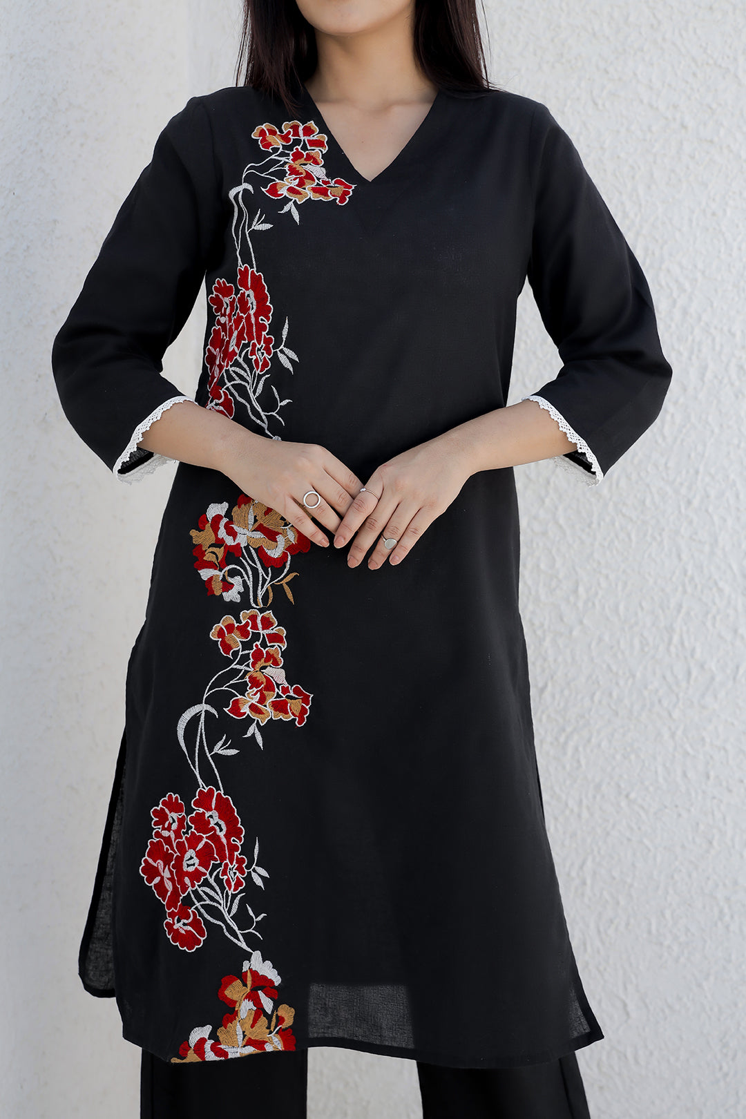 Nola Black  Embroidery Kurta set