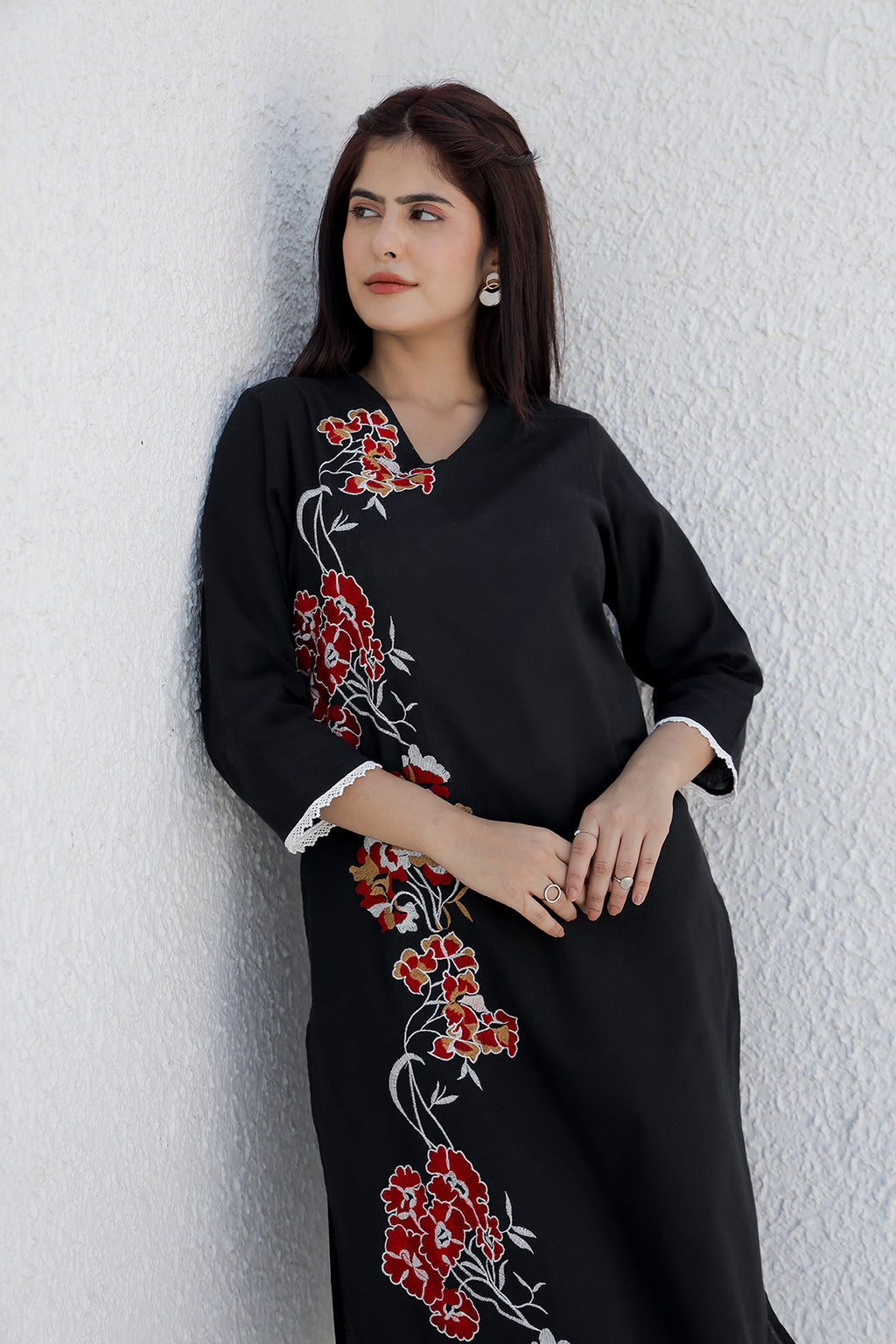 Nola Black  Embroidery Kurta set