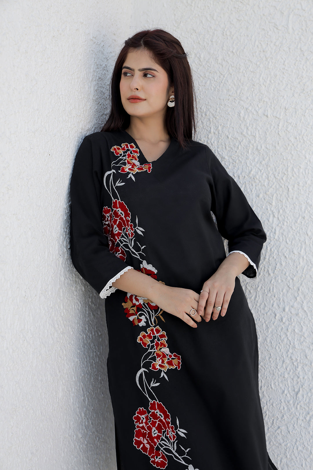 Nola Black  Embroidery Kurta set