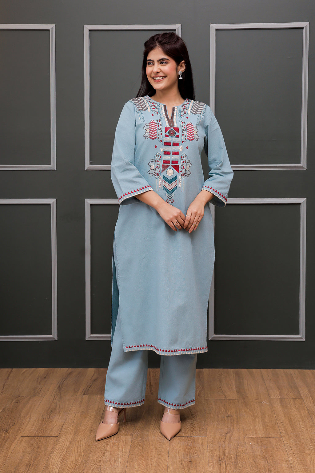Madhuri Grey Embroidery Kurta set