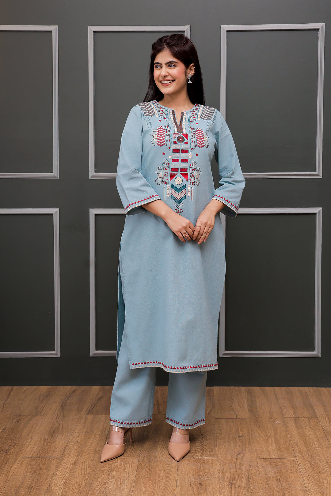 Madhuri Grey Embroidery Kurta set