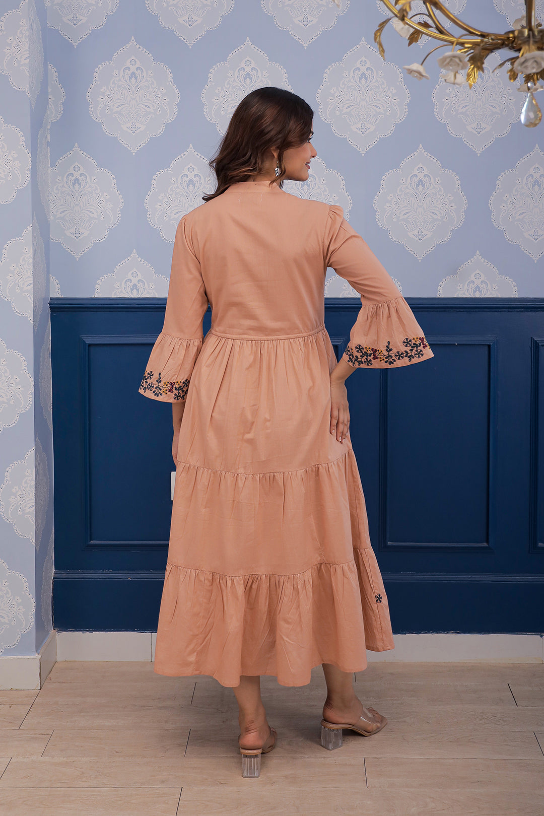 Emma rust  embroidery dress