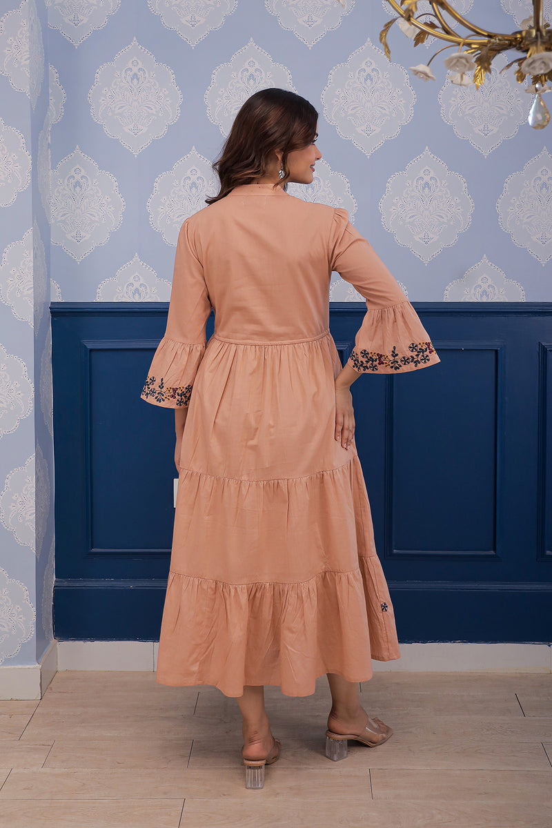 Emma rust  embroidery dress