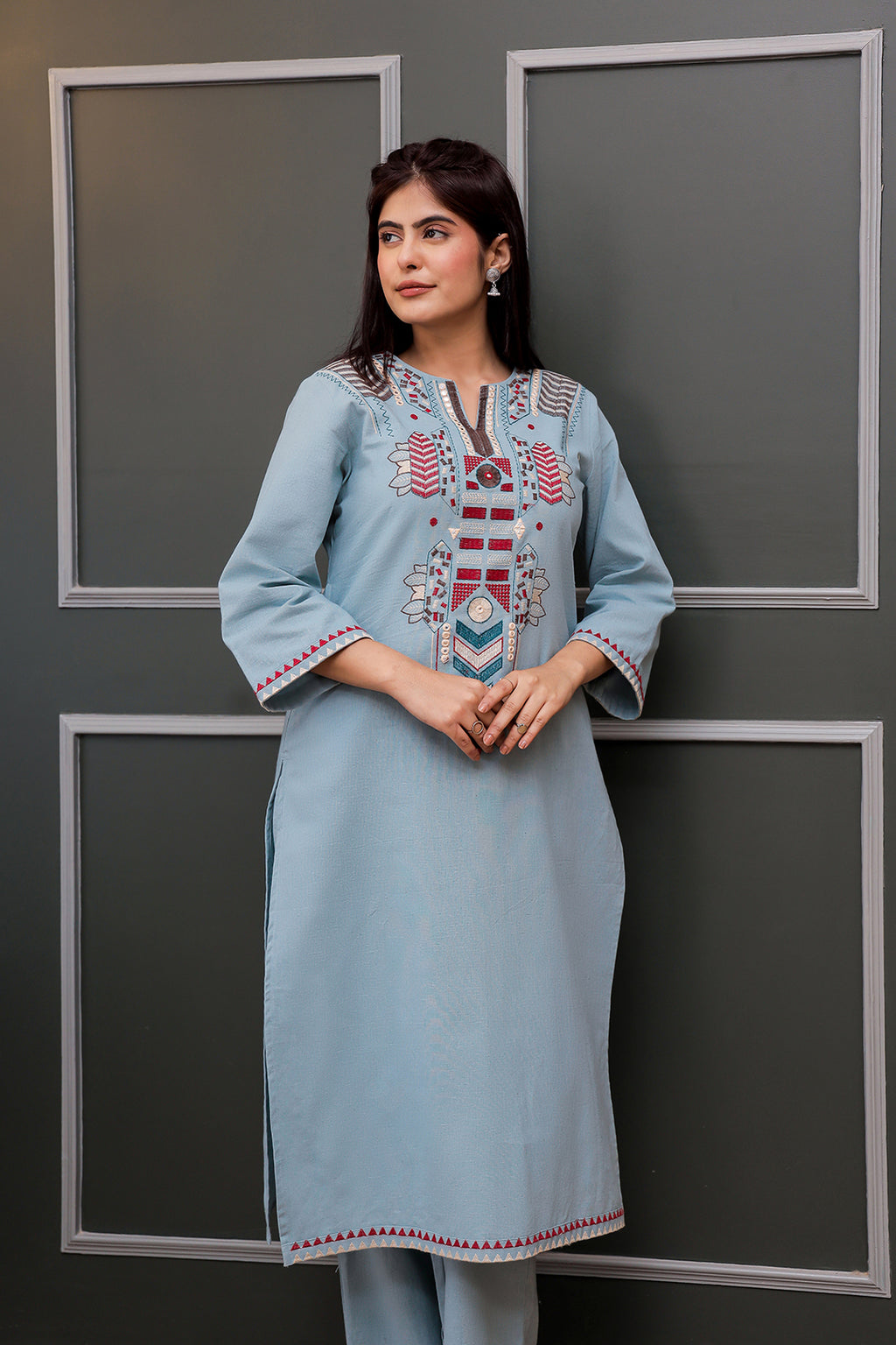 Madhuri Grey Embroidery Kurta set