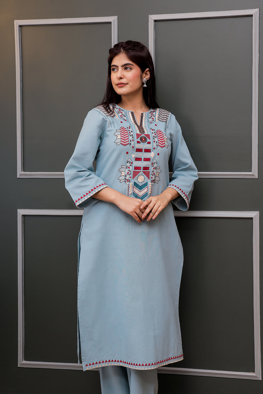 Madhuri Grey Embroidery Kurta set