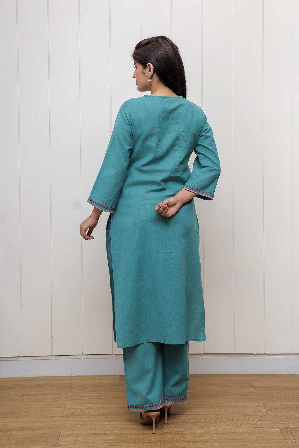 Madhuri Teal Green Embroidery Kurta set