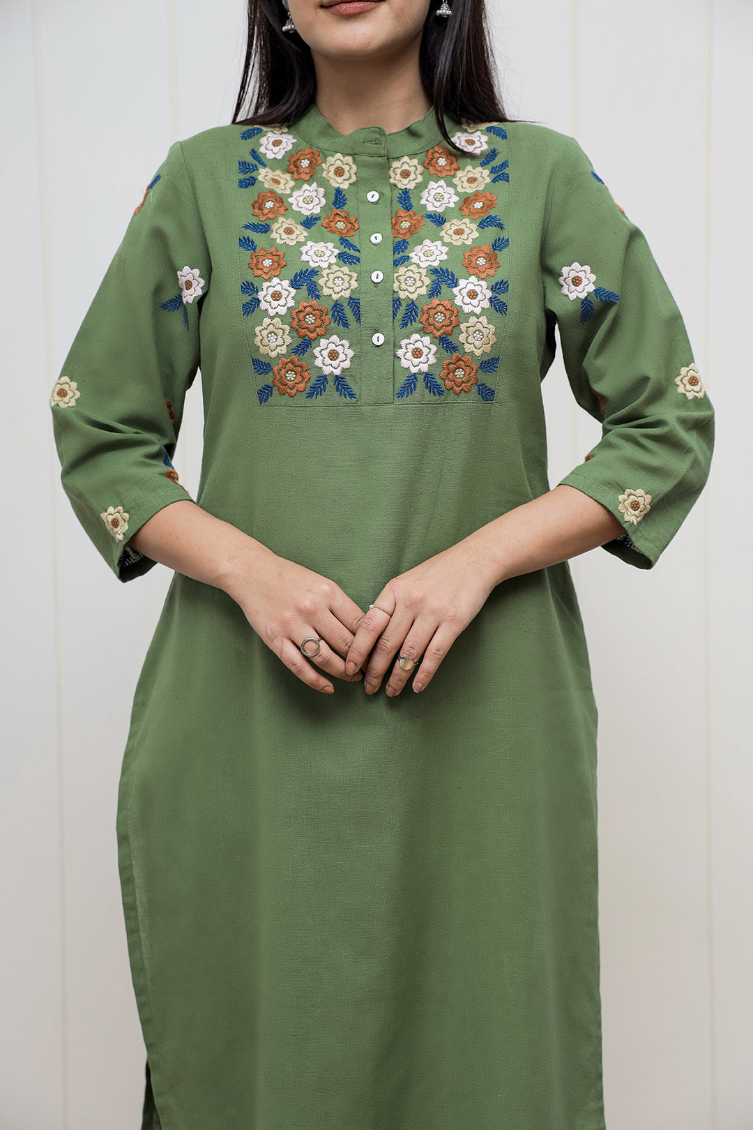Augustya Green Embroidery Kurta Set