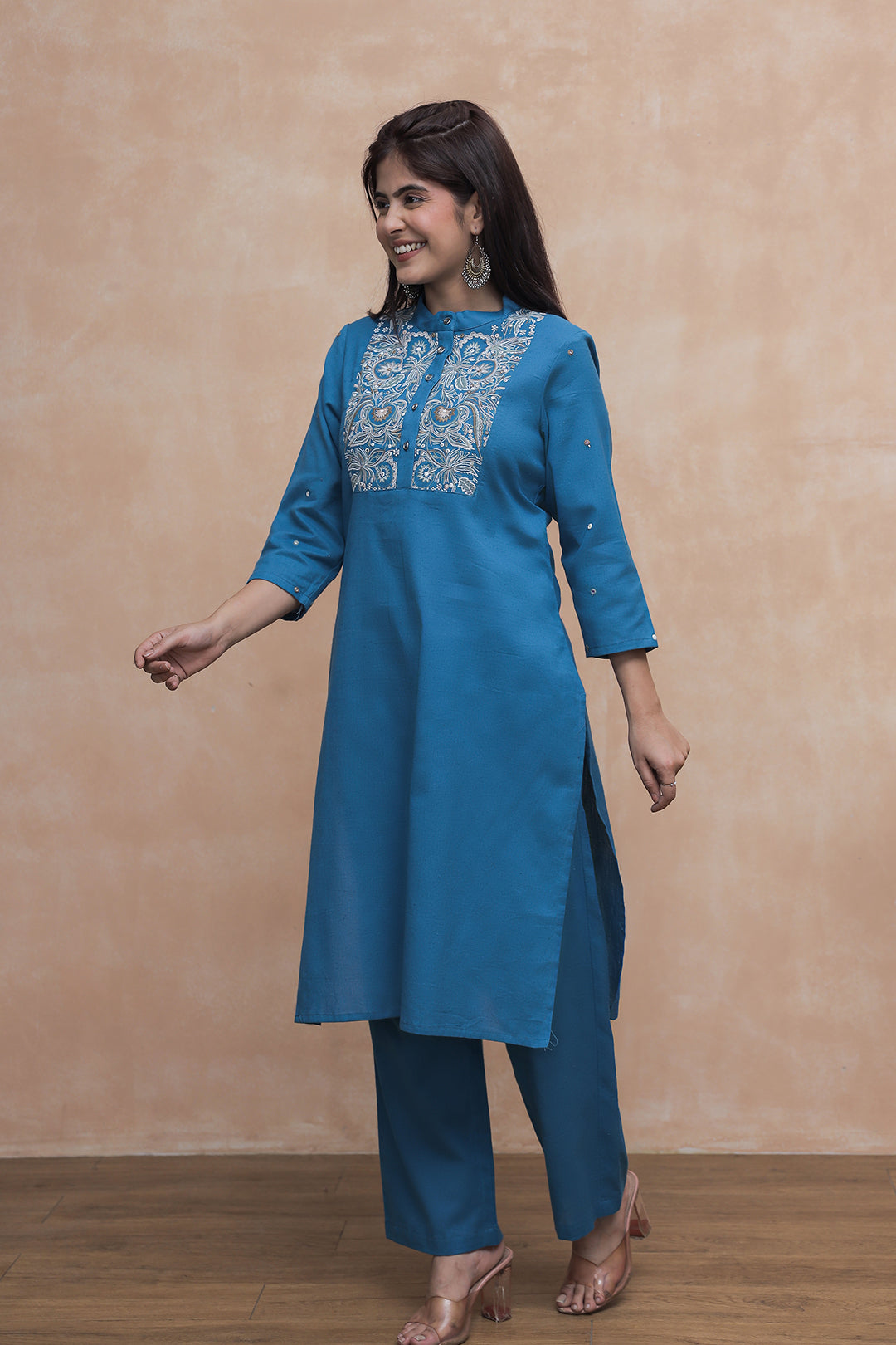 Augustya Blue Embroidery Kurta Set