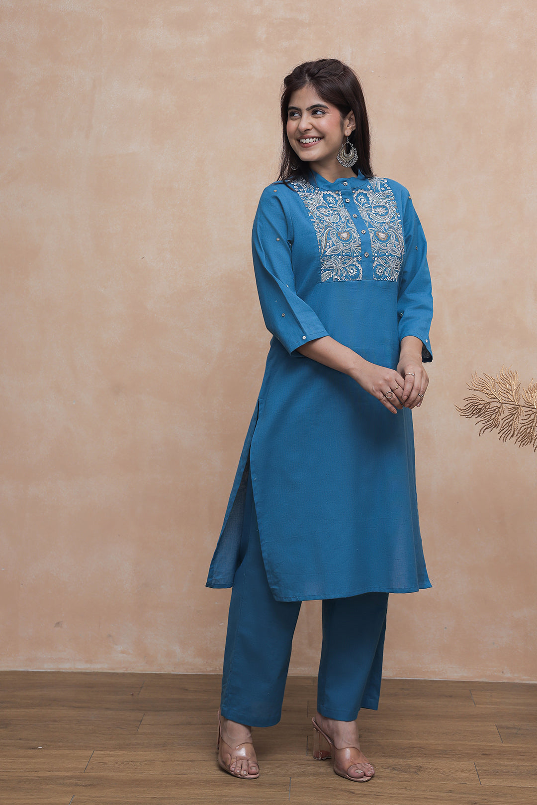 Augustya Blue Embroidery Kurta Set