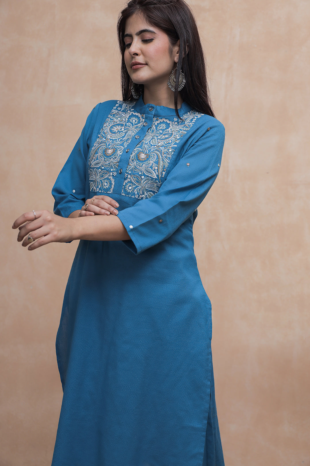 Augustya Blue Embroidery Kurta Set