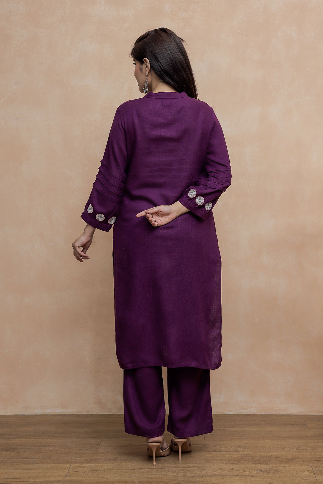 Nancy-2  Rich Wine Purple Embroidery Kurta Set