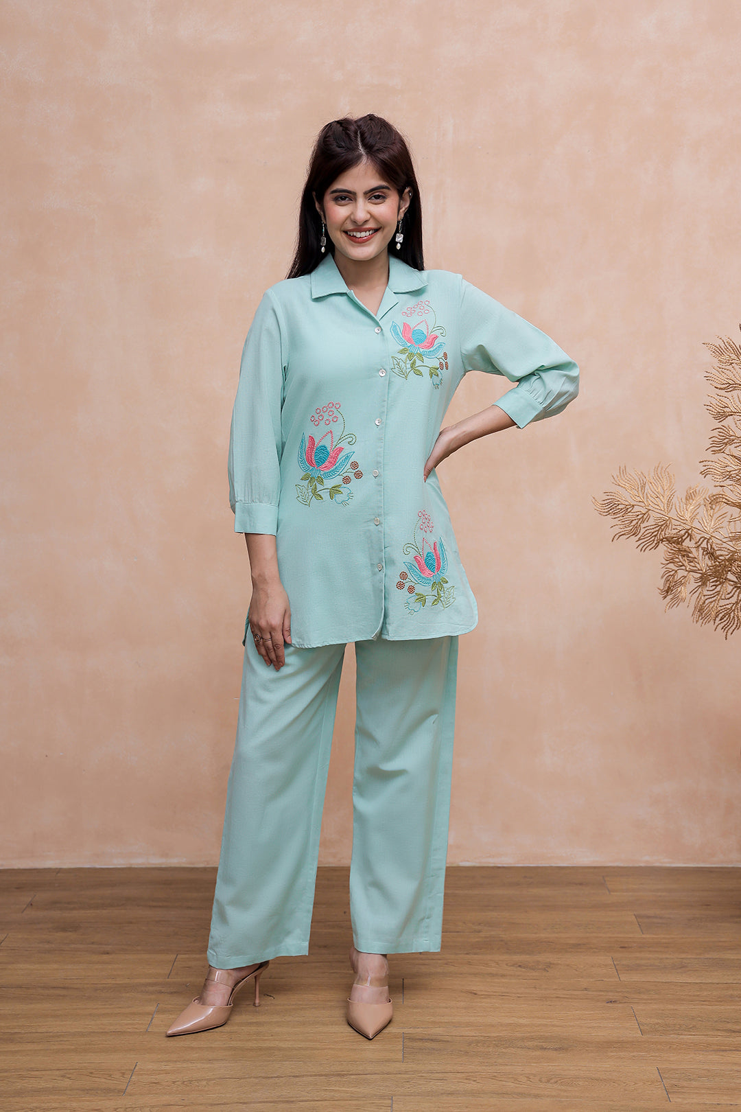 Kabir Sage Green  Embroidery Kurta Set