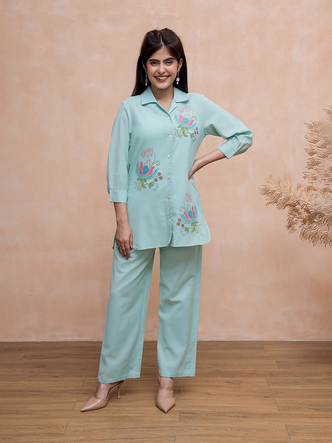 Kabir Sage Green  Embroidery Kurta Set