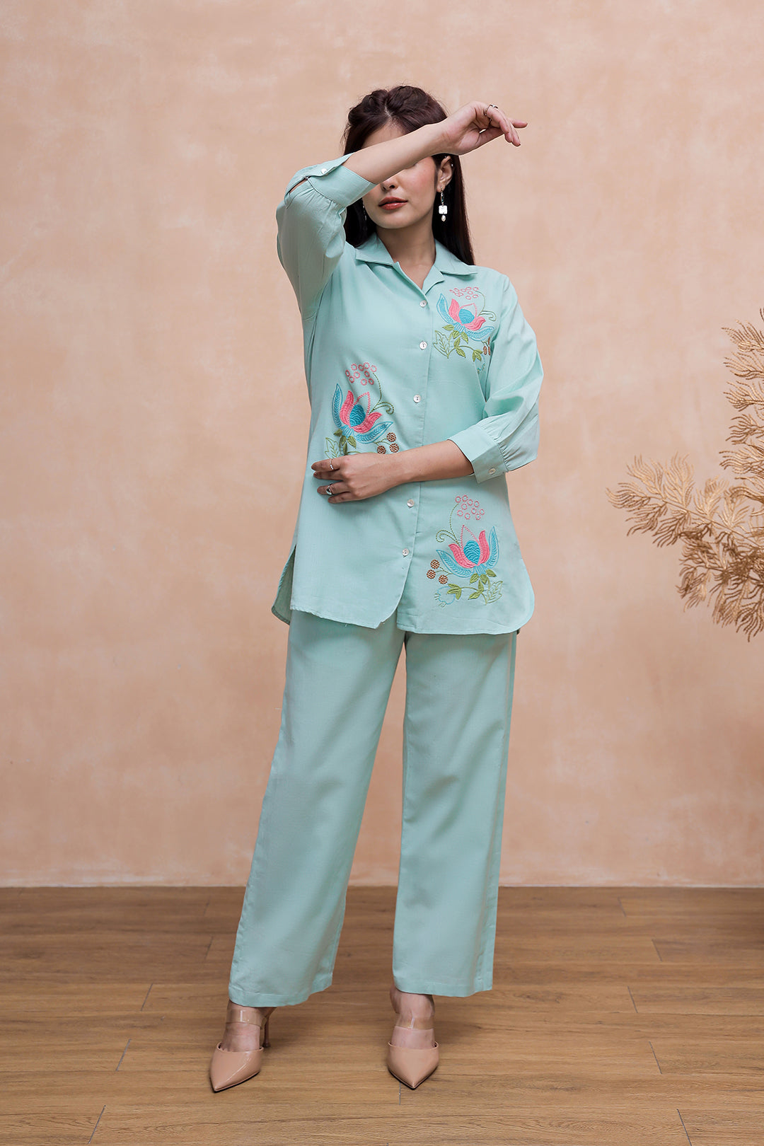 Kabir Sage Green  Embroidery Kurta Set