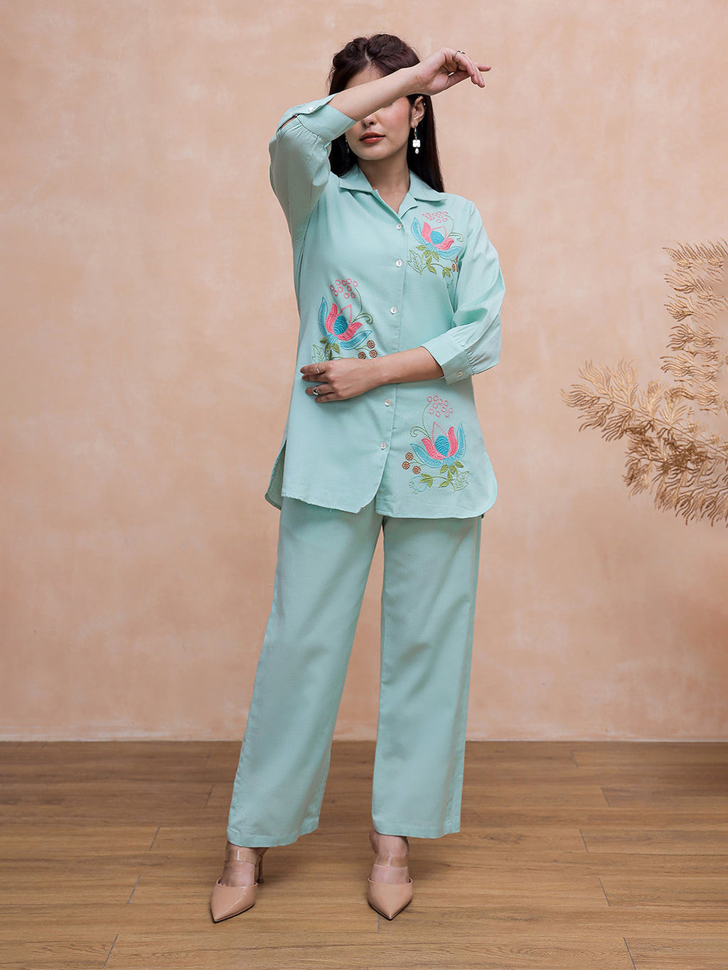 Kabir Sage Green  Embroidery Kurta Set