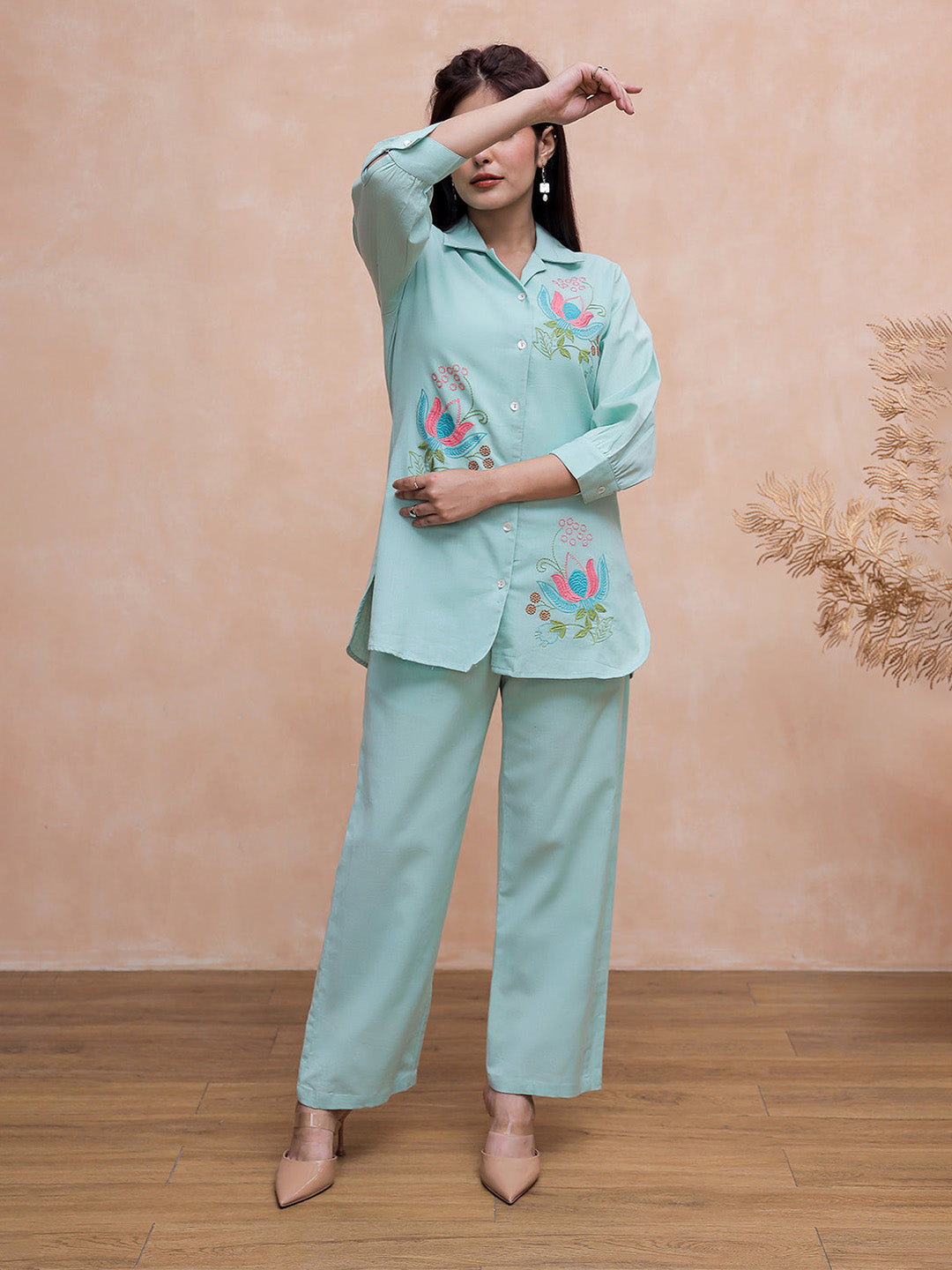 Kabir Sage Green  Embroidery Kurta Set