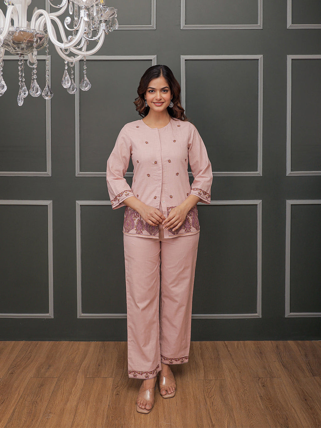 Nancy Pink Embroidery Co-ord set