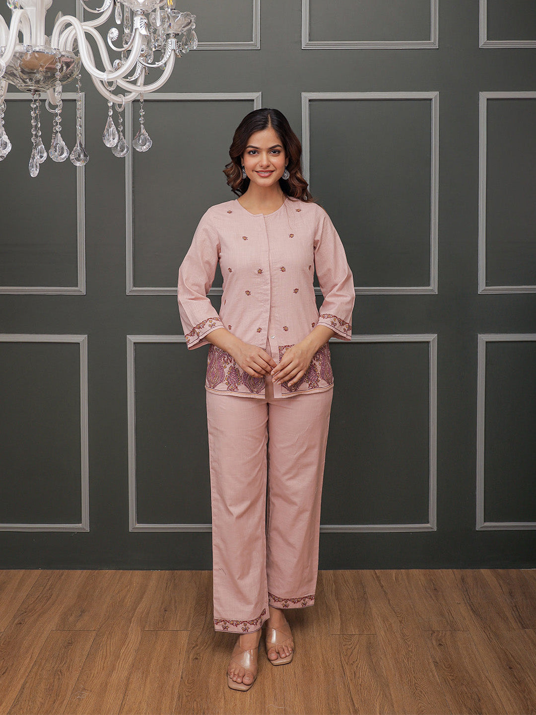 Nancy Pink Embroidery Co-ord set