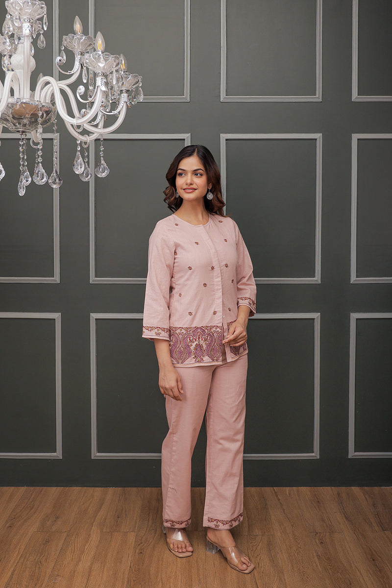 Nancy pink embroidery co-ord set