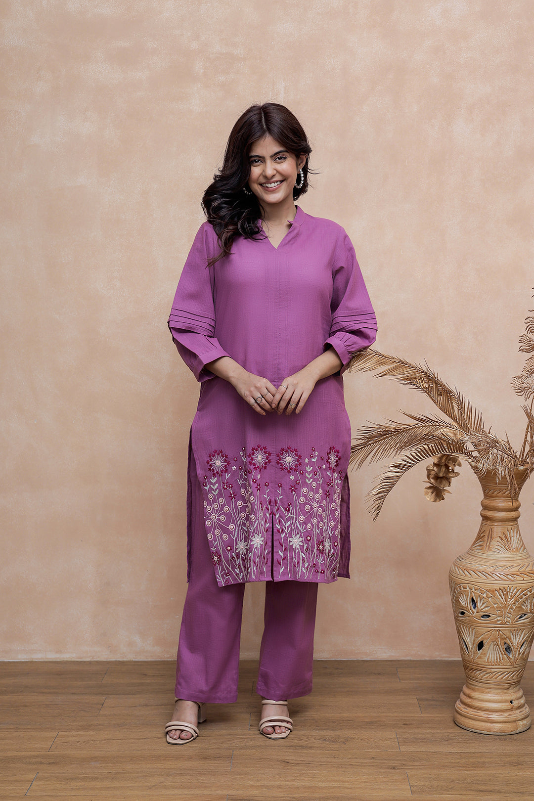 Nancy Purple Embroidery Kurta Set