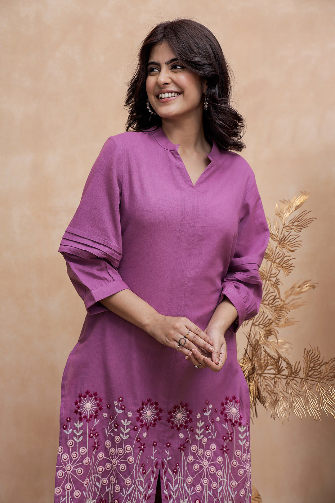 Nancy Purple Embroidery Kurta Set