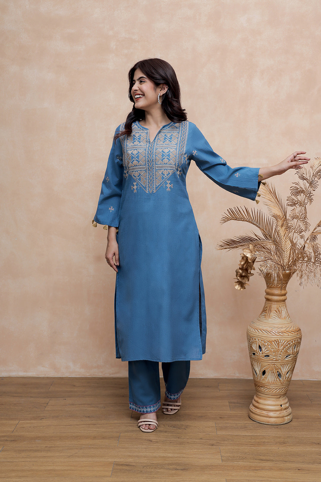 Madhuri Blue Embroidery Kurta Set