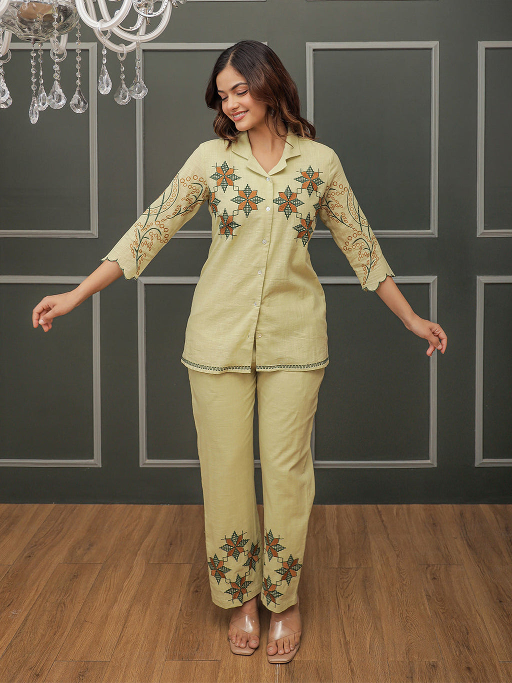 Nagma Green Embroidery Co-ord set