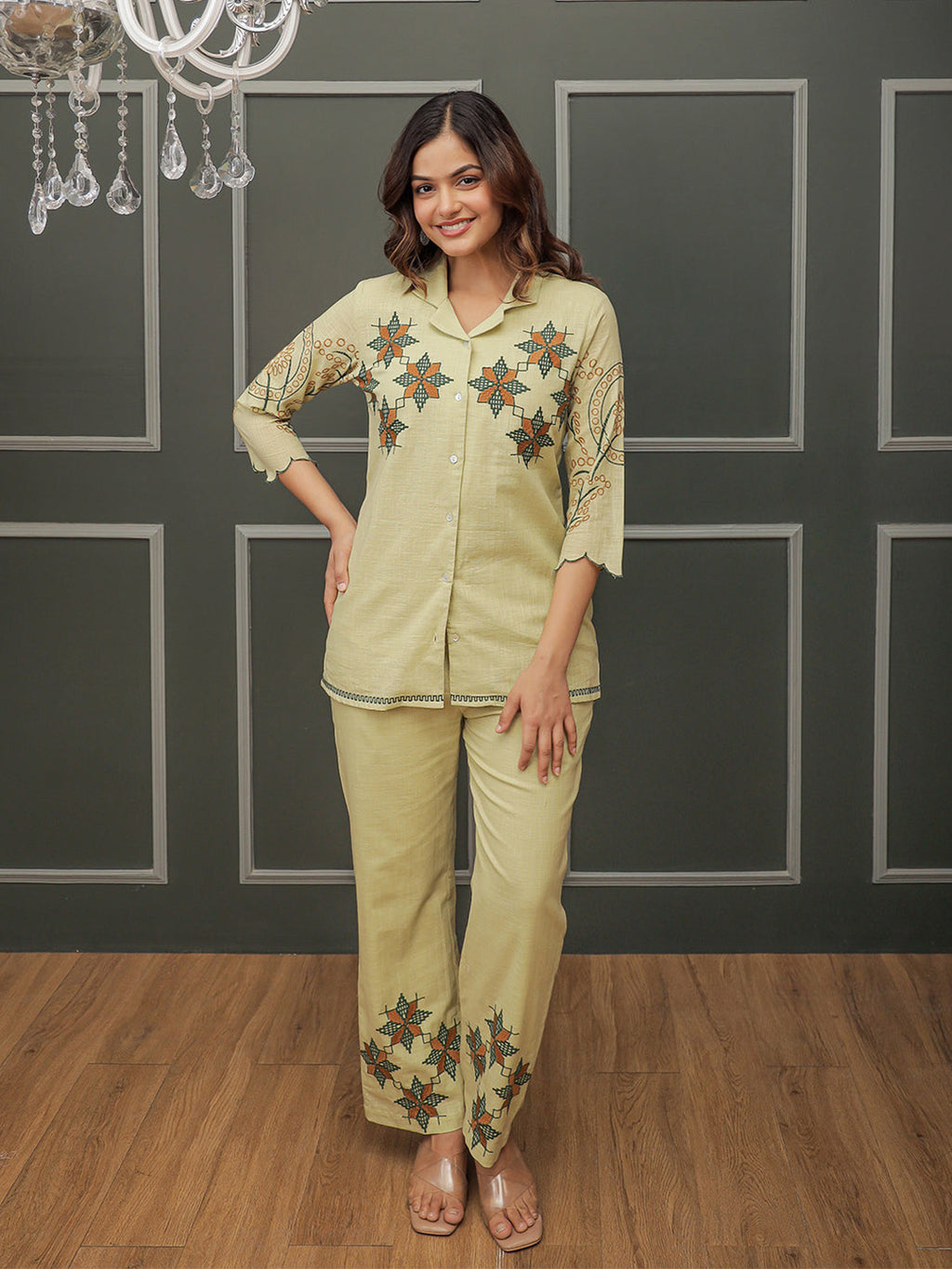 Nagma Green Embroidery Co-ord set